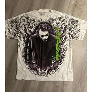 The Dark Knight Vintage Y2K Heath Ledger Joker T-Shirt Size XL Distressed NWOT
